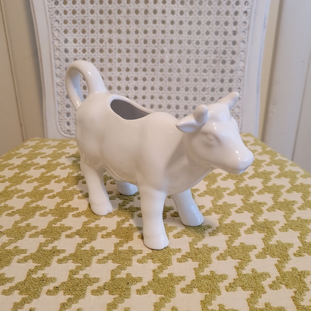 White Ceramic Cow Cream Container